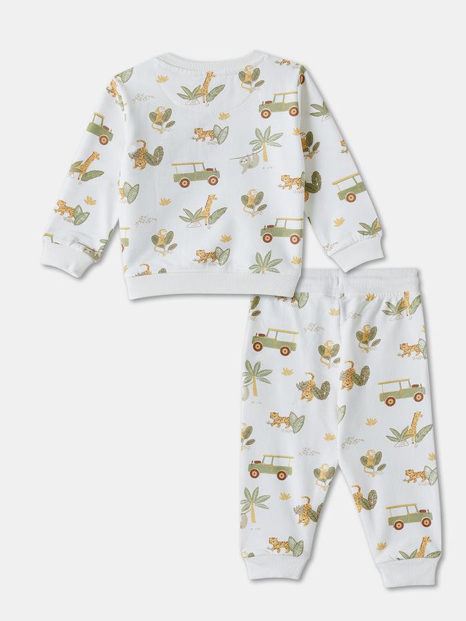 Boys Cotton Graphic Print Sweatshirt And Trousers Set