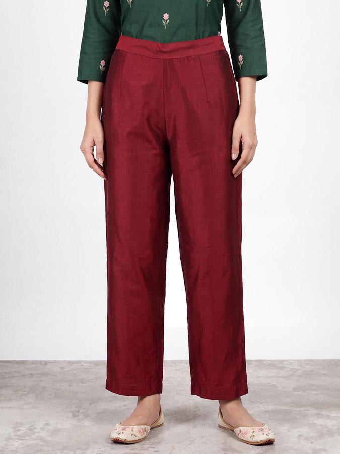 R&B Women Maroon Mid Rise Straight Fit Ethnic Trousers