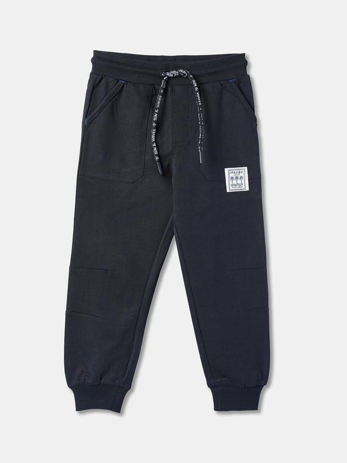 Boys Typographic Print Joggers with Drawstring Waist