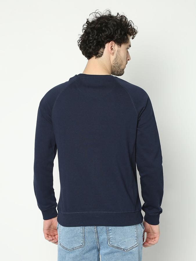 Men Cotton Regular Fit Crew Neck Solid Sweatshirt