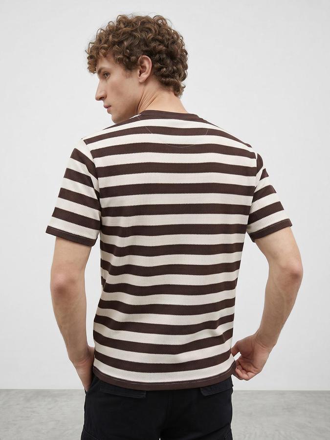 R&B Wine Men Striped Short Sleeves Tshirt