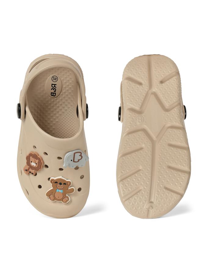 R&B Beige Embellished Slip On Boys Clogs