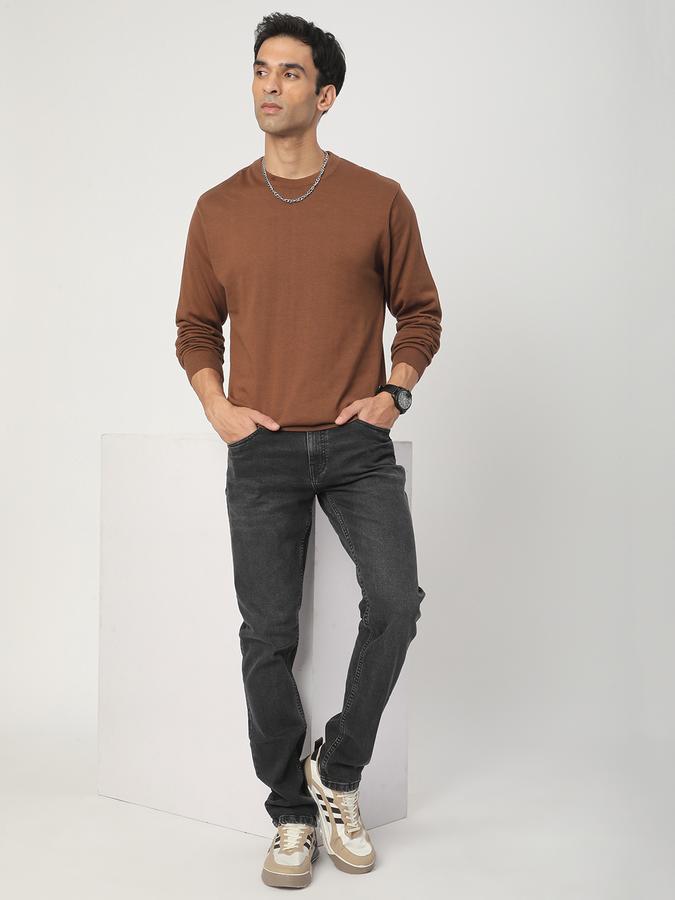 Men Cotton Regular Fit Crew Neck Solid Sweater