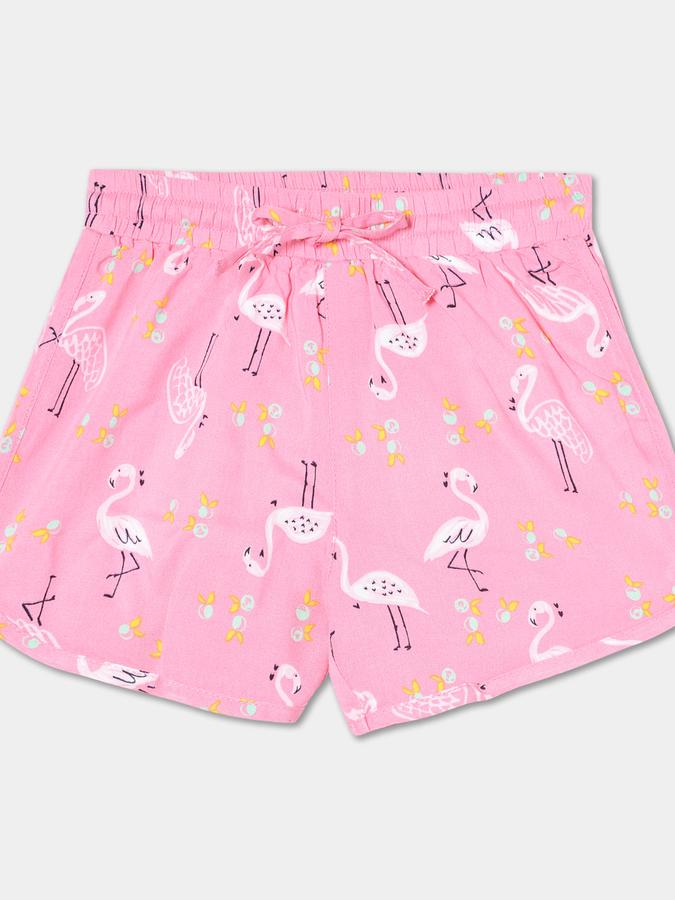 Girls Rayon Relaxed Drawstring Waist Printed Shorts