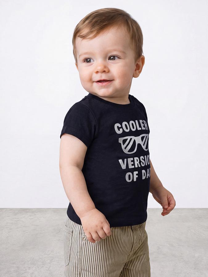 R&B Boys Navy Blue Graphic Print Short Sleeves Tshirt