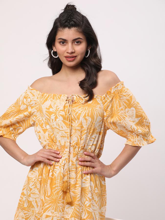 Women Cowl-Neck Micro Print A-Line Dress image number 0
