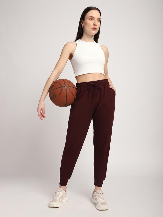R&B Women Wine Solid Joggers