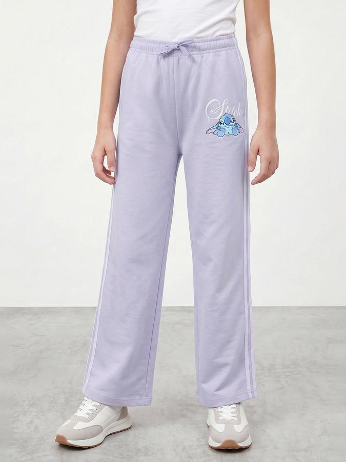 R&B Girl Purple Wide Leg Graphic Track Pants 