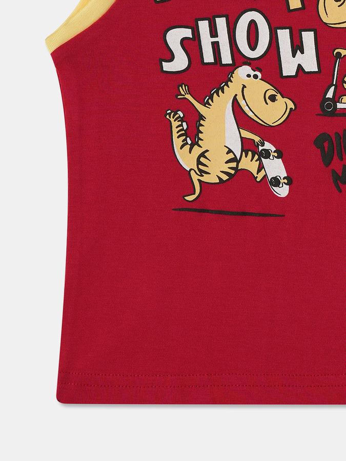 Boys Regular Fit Sleeveless Crew Neck Graphic T-Shirt