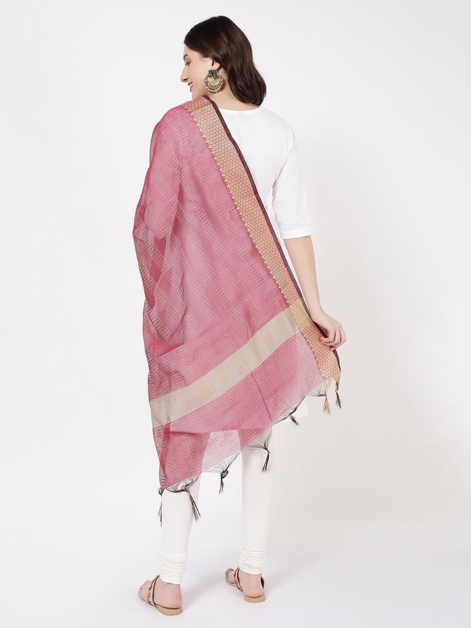 R&B Women's Wine Striped Dupatta