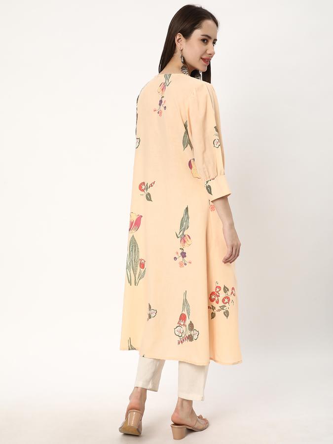Women Poly Blend Regular Fit Round Neck Printed Kurta