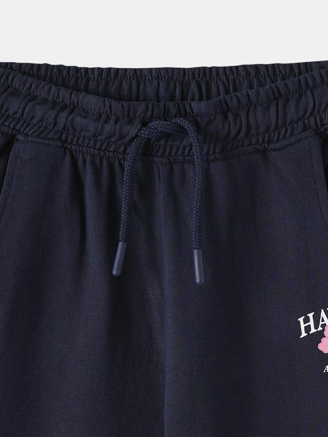 Girls Cotton Tapered Fit Drawstring Waist Cuffed Hem Joggers