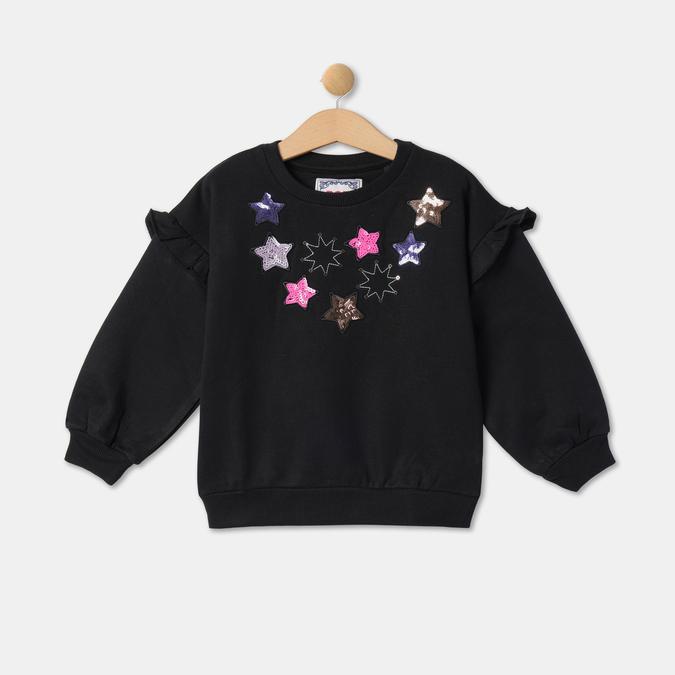 Girls Cotton Regular Fit Crew Neck Graphic Sweatshirt