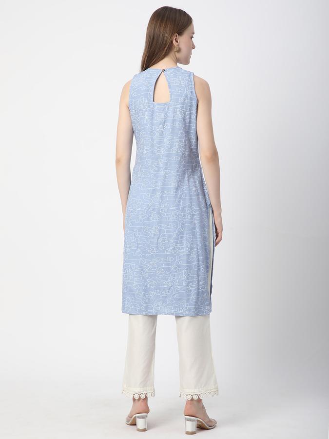 Women Rayon Regular Fit Round Neck Printed Kurta