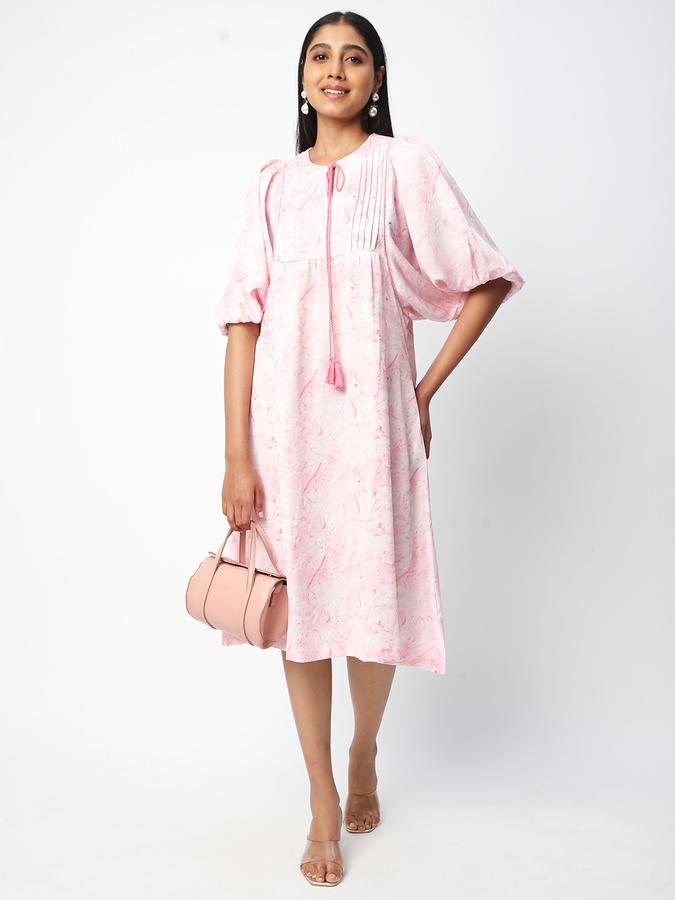 Women Cotton Regular Fit Tie Up Neck Printed Kurta