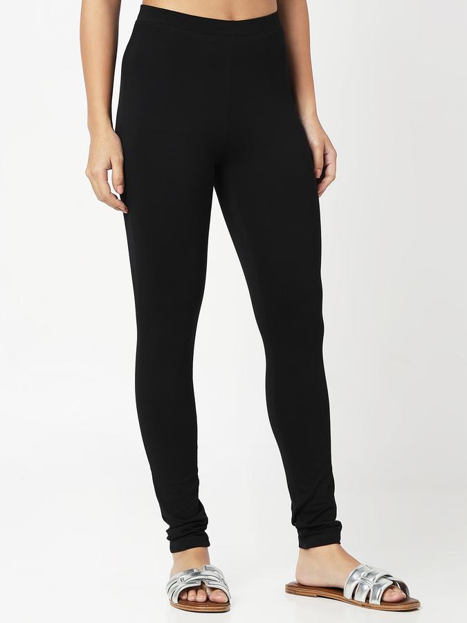 R&B Women Black Solid Leggings