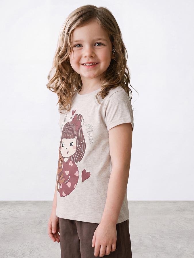 R&B Girls Melange Kawaii Graphic Print Short Sleeves Tshirt