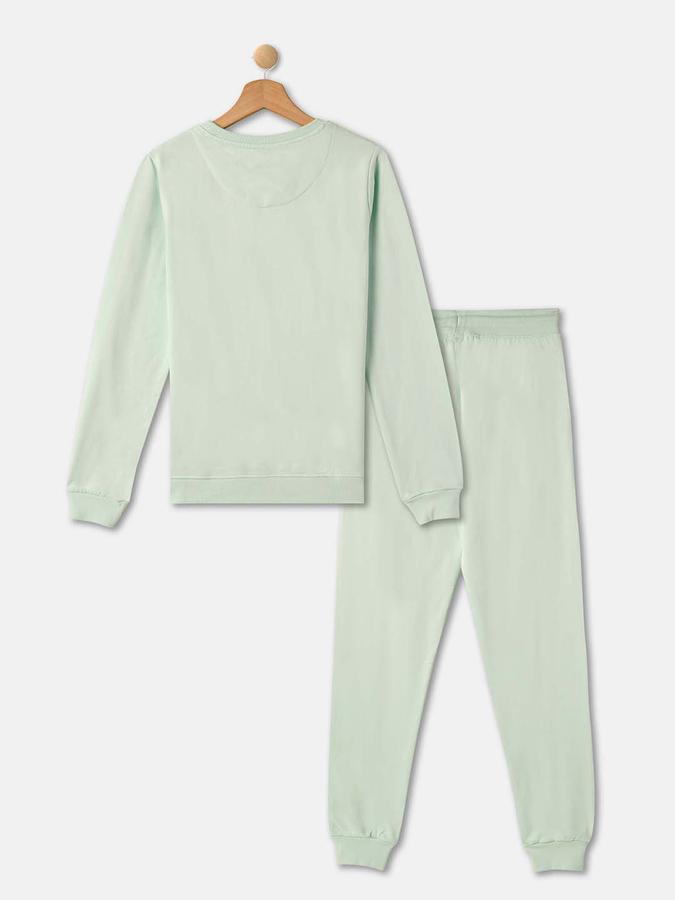 R&B Girls' Green Printed Co-ord Set