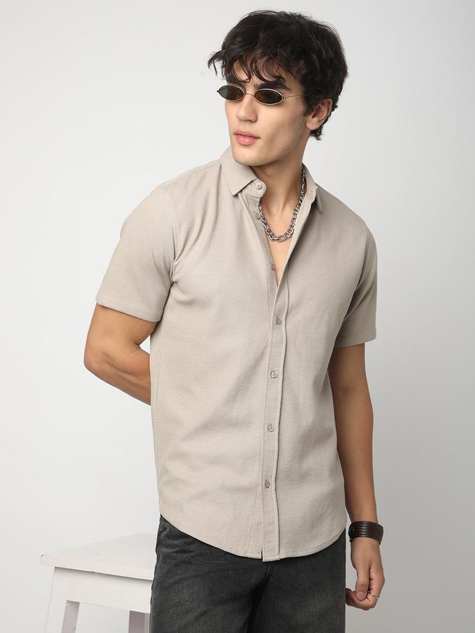 Men Cotton Blend Regular Fit Shirt Collar Solid Shirt