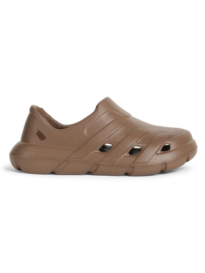 R&B Brown Solid Slip On Boys Clogs