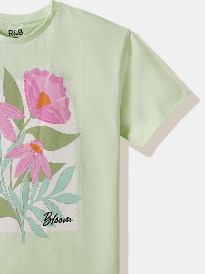 Girls Cotton Regular Fit Crew Neck Graphic T-shirt