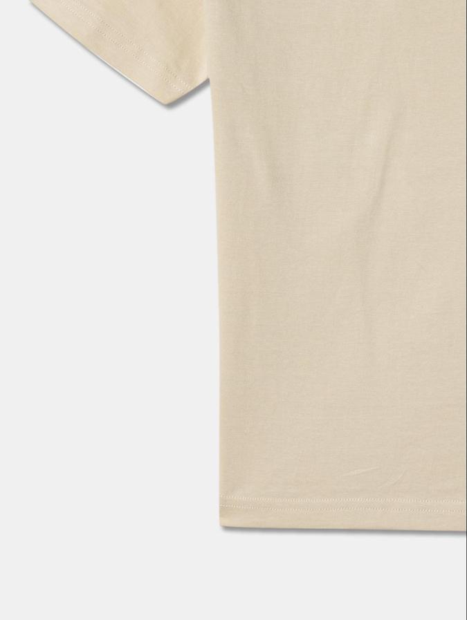 R&B Cream Cotton Round Neck Printed Boy T-Shirt