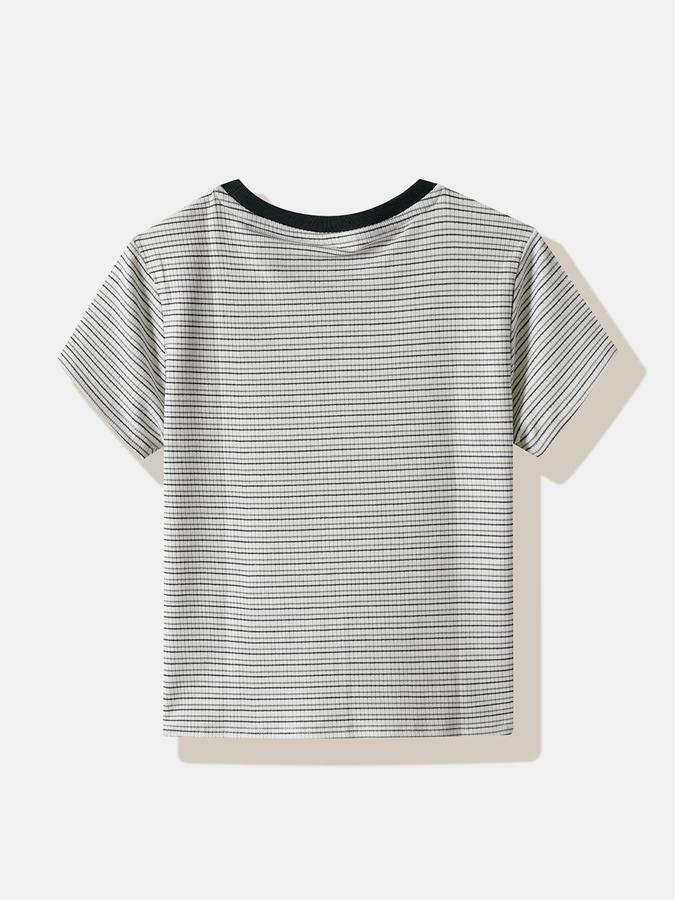 Girls Poly Blend Regular Fit Crew Neck Short Sleeve Printed Top