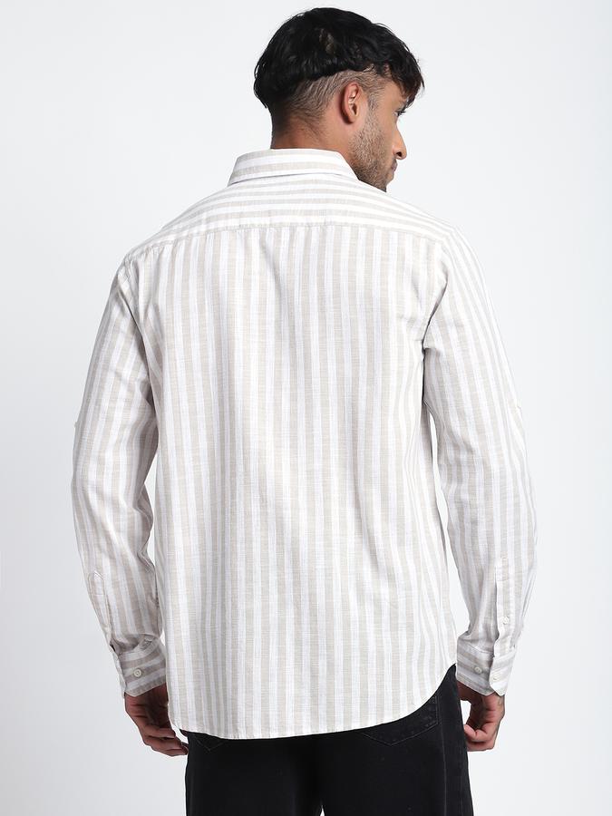 R&B Men's Beige Striped Shirt