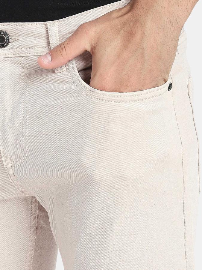 R&B Beige Slim Fit Men Mid Rise Jeans