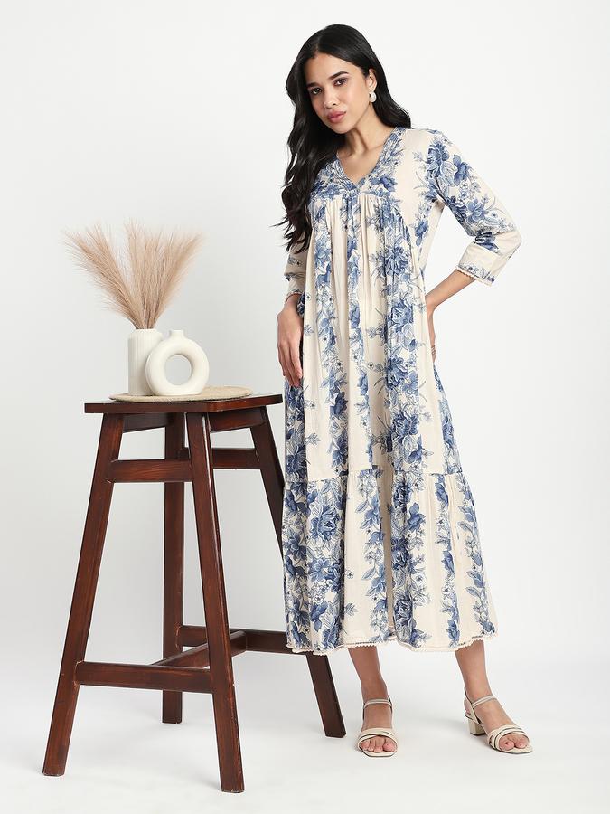 Women Cotton A-Line Maxi Floral Dress