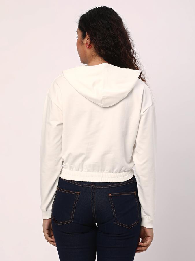 Women Typographic Print Crop Hoodie image number 2