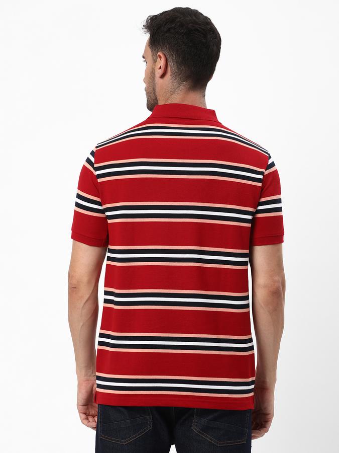 Men Cotton Blend Regular Fit Polo Striped T-shirt