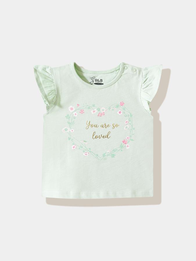 Girls Cotton Regular Fit Crew Neck Graphic T-shirt