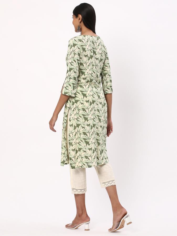 Women Rayon Regular Fit U-Neck Printed Kurta