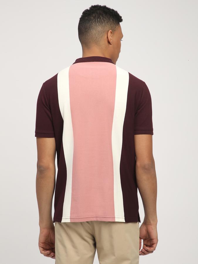 Men Polycotton Slim Fit Polo Neck Color Block T-shirt