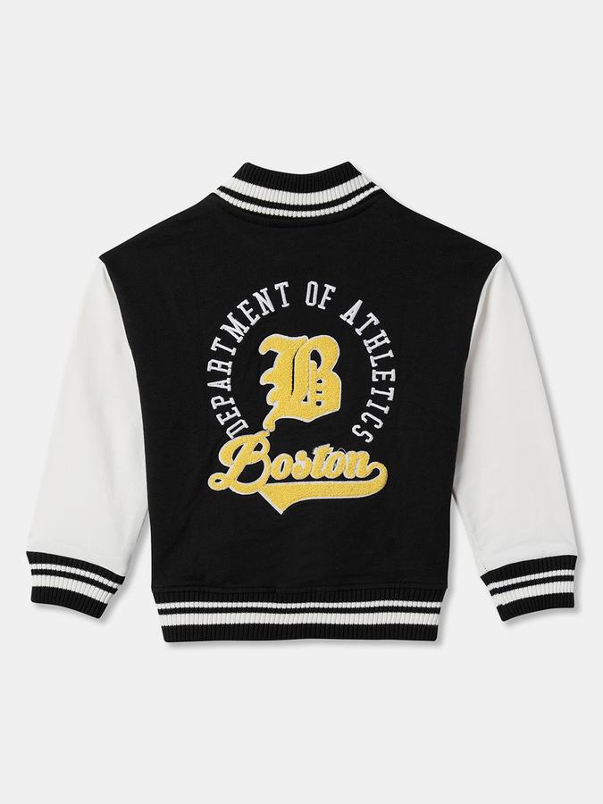 Boys Cotton Varsity Snap Front Colorblock Jacket