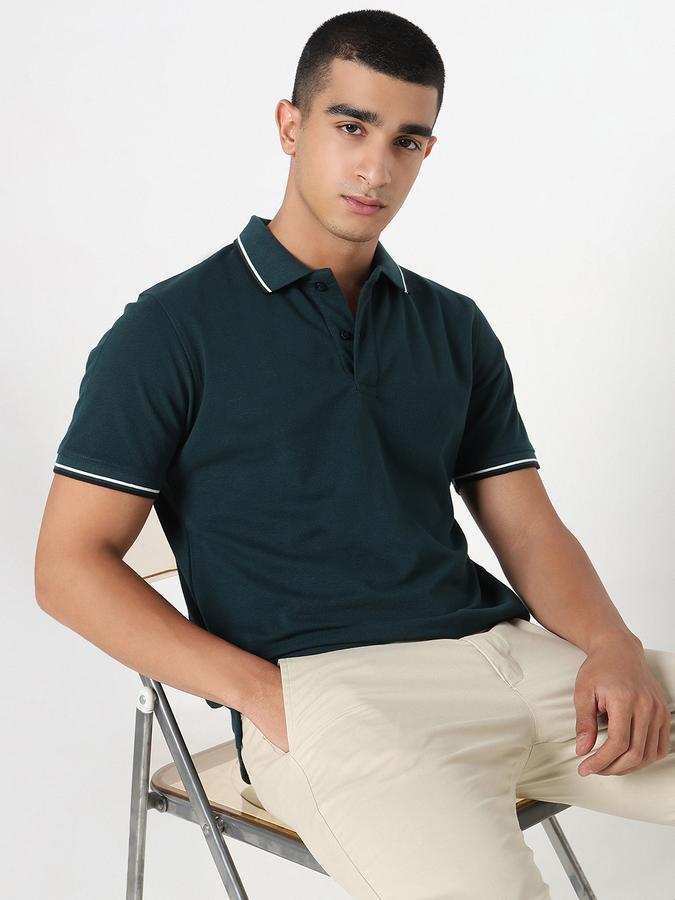 MENS Short Sleeves SOLID POLO WITH TIPPING COLLAR AND CUFF - DRY FIT