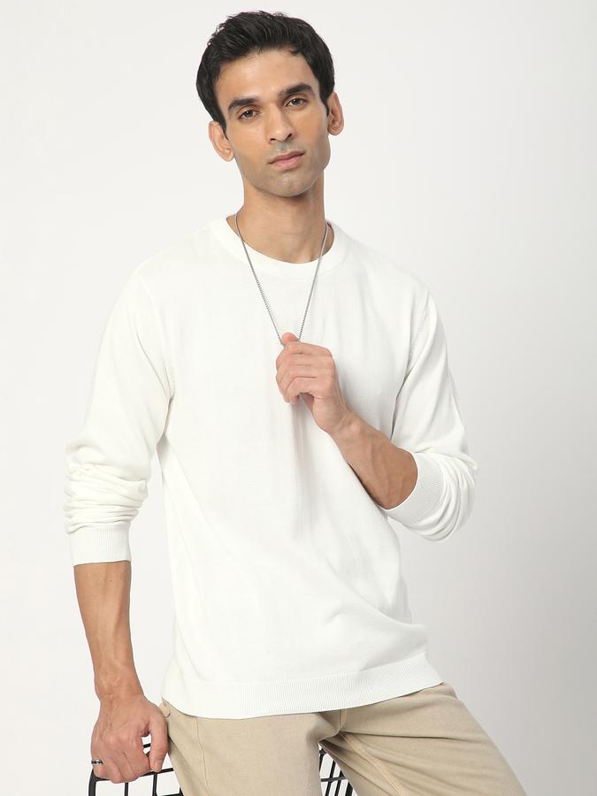 Men Cotton Regular Fit Crew Neck Solid Sweater