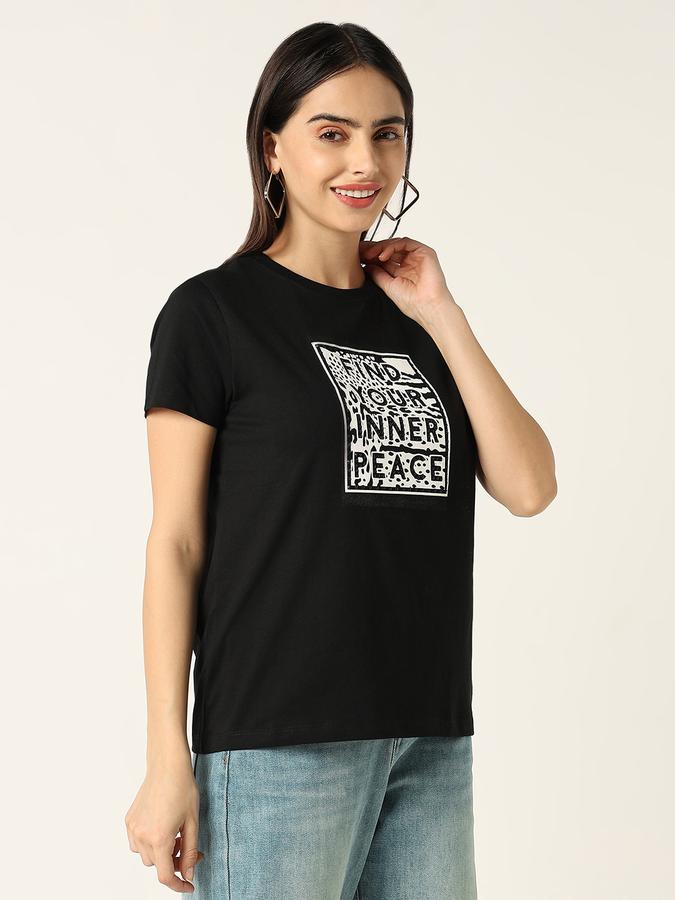 Women Cotton Regular Fit Crew Neck Graphic T-shirt