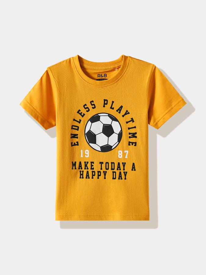 Boys Cotton Regular Fit Crew Neck Graphic T-shirt