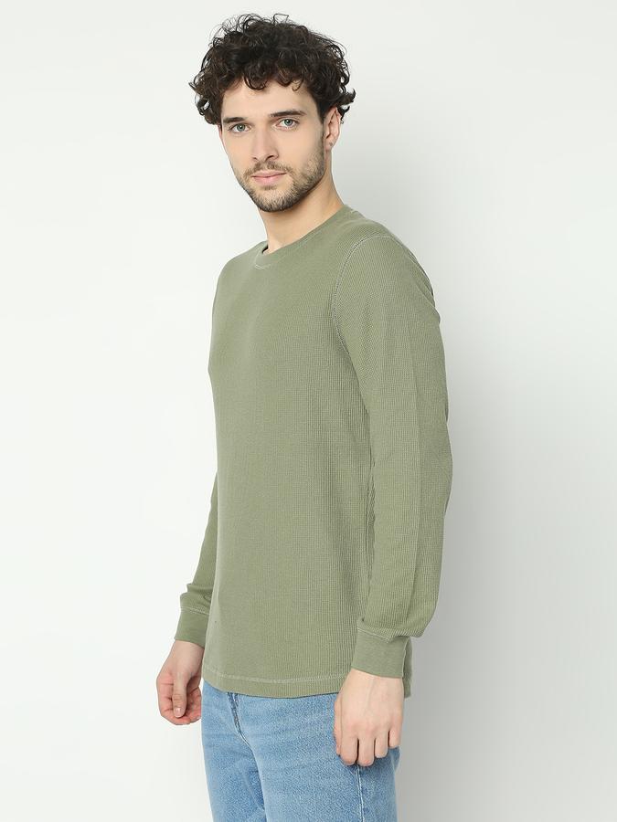Men Ribbed Regular Fit Crew-Neck T-Shirt image number 1