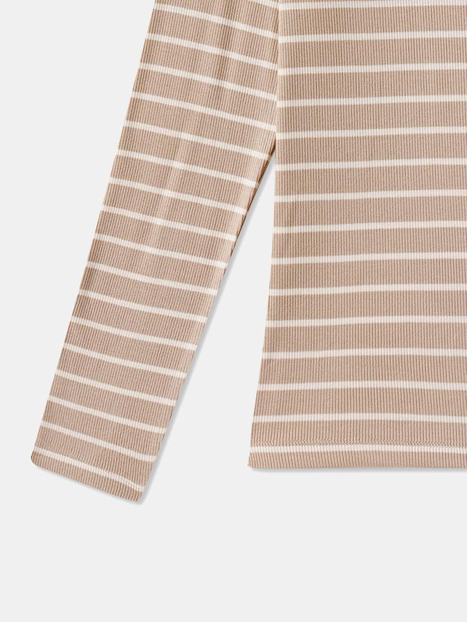 Girls Cotton Blend Regular Fit Crew Neck Striped T-shirt