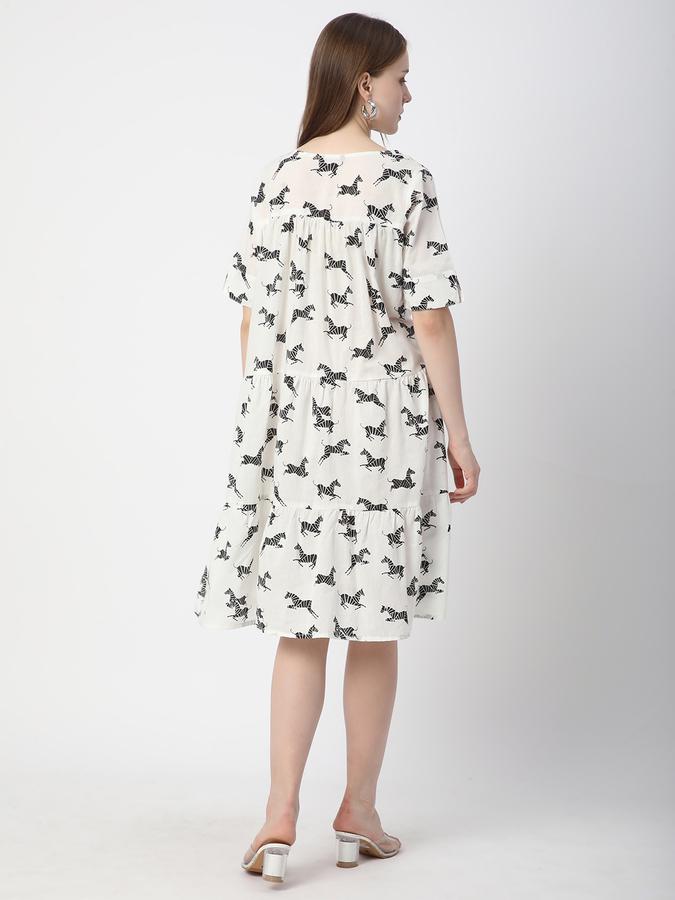 Women Cotton Printed Tiered Ethnic Dress