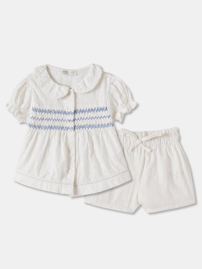 Girls Floral Puff Sleeve Smocked Top with Shorts Set