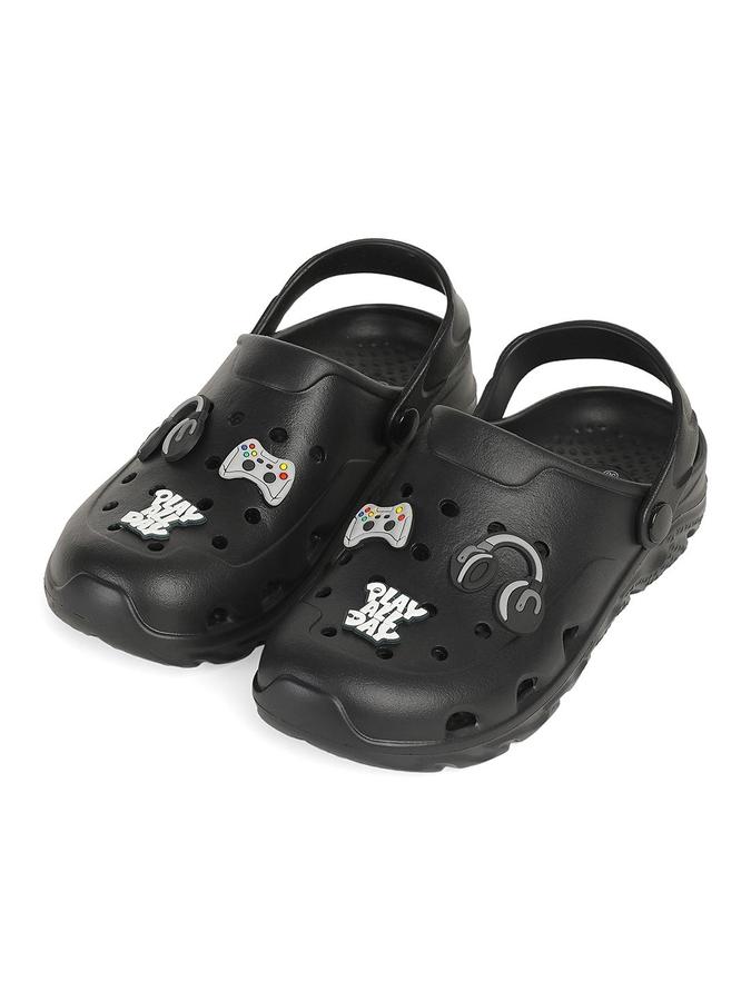 R&B Black EVA Embellished Boys Clogs