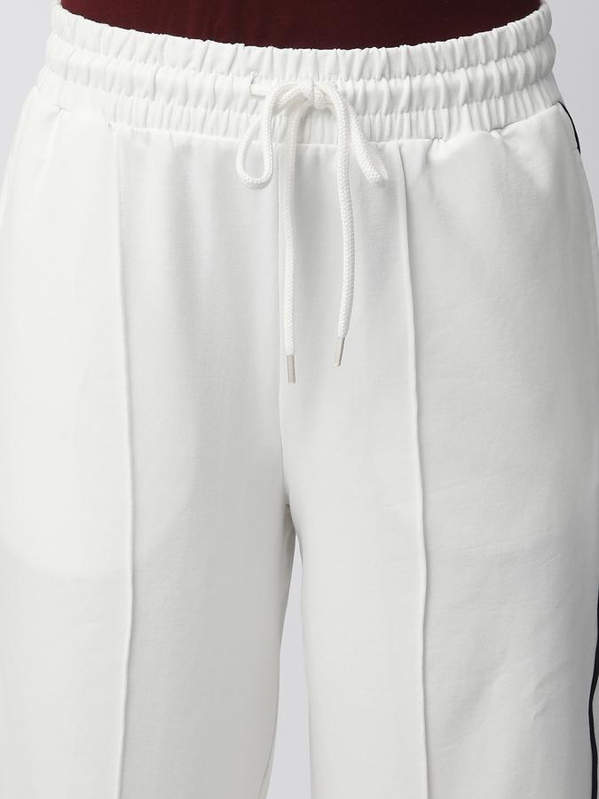 Women Cotton Regular Fit Drawstring Waist Solid Trackpants