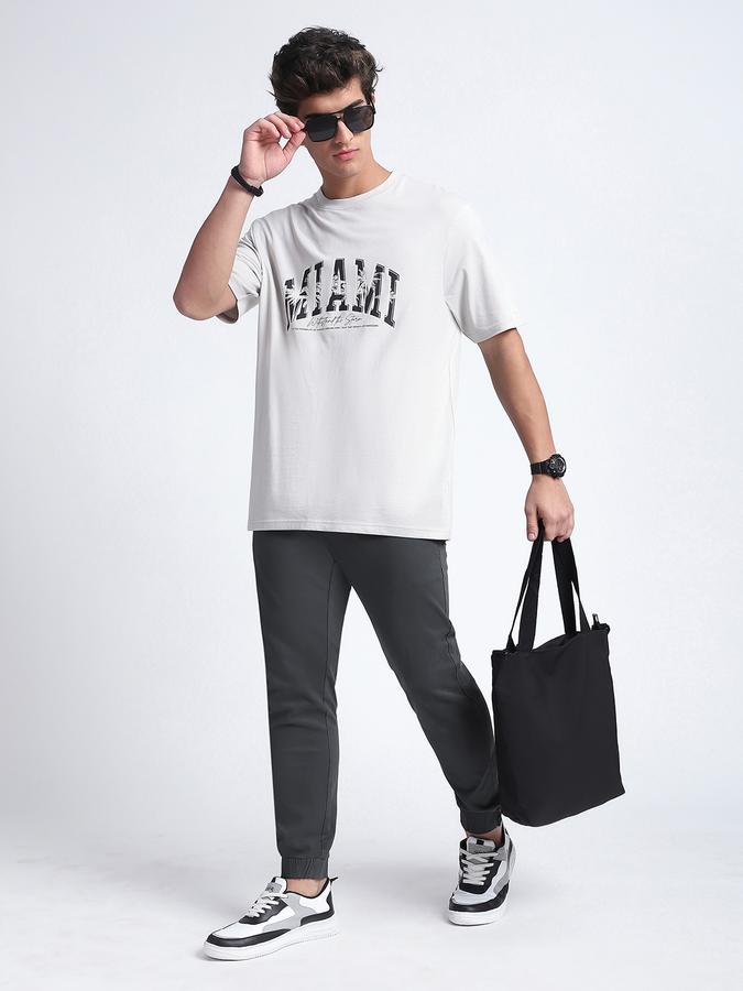 Men Cotton Blend Jogger Fit Drawstring Elastic Hem Pants