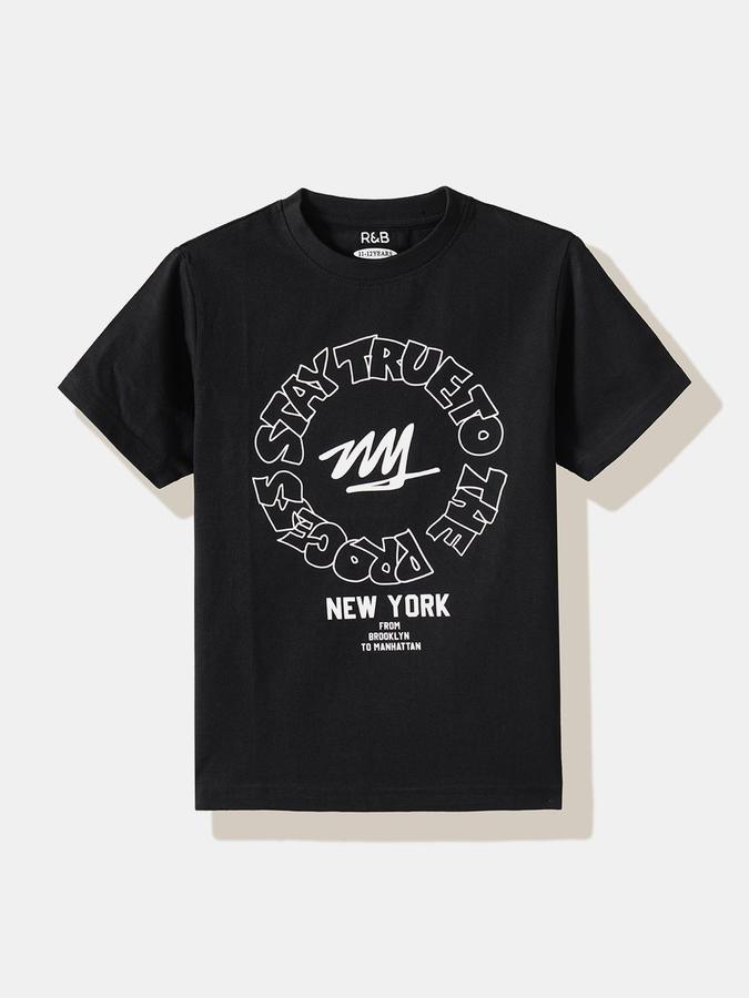 Boys Cotton Regular Fit Crew Neck Graphic T-shirt