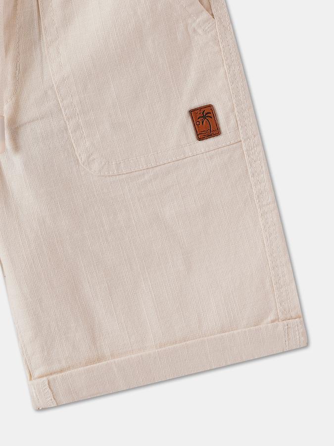 Boys Cotton Regular Fit Drawstring Waist Cuffed Hem Shorts