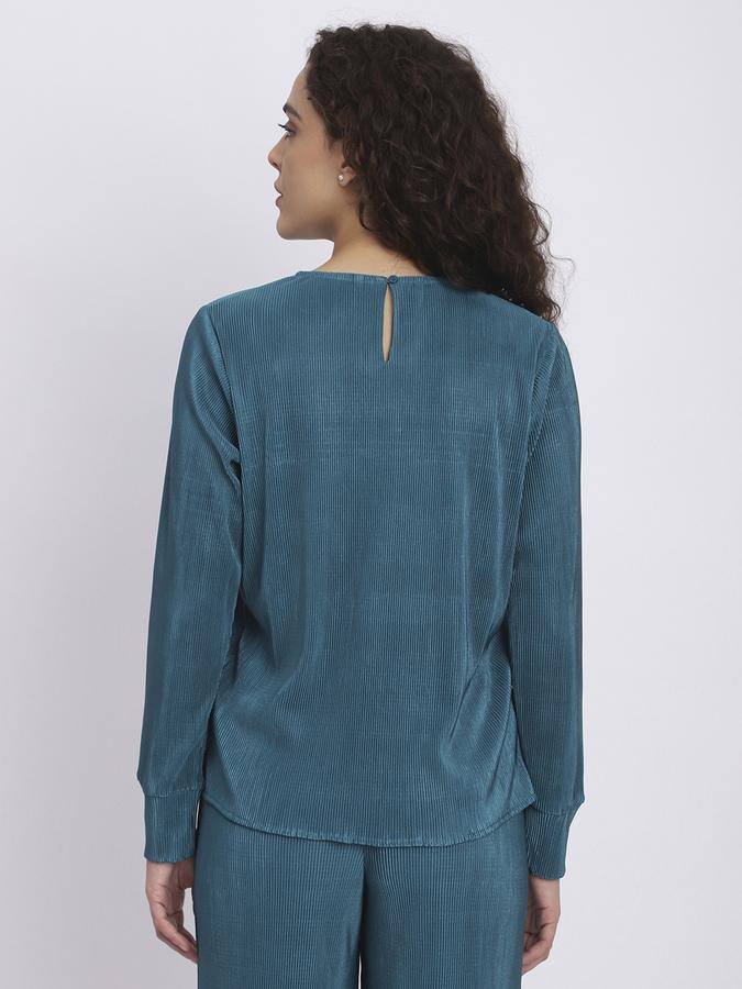 R&B Women Teal Textured Co-ord Top